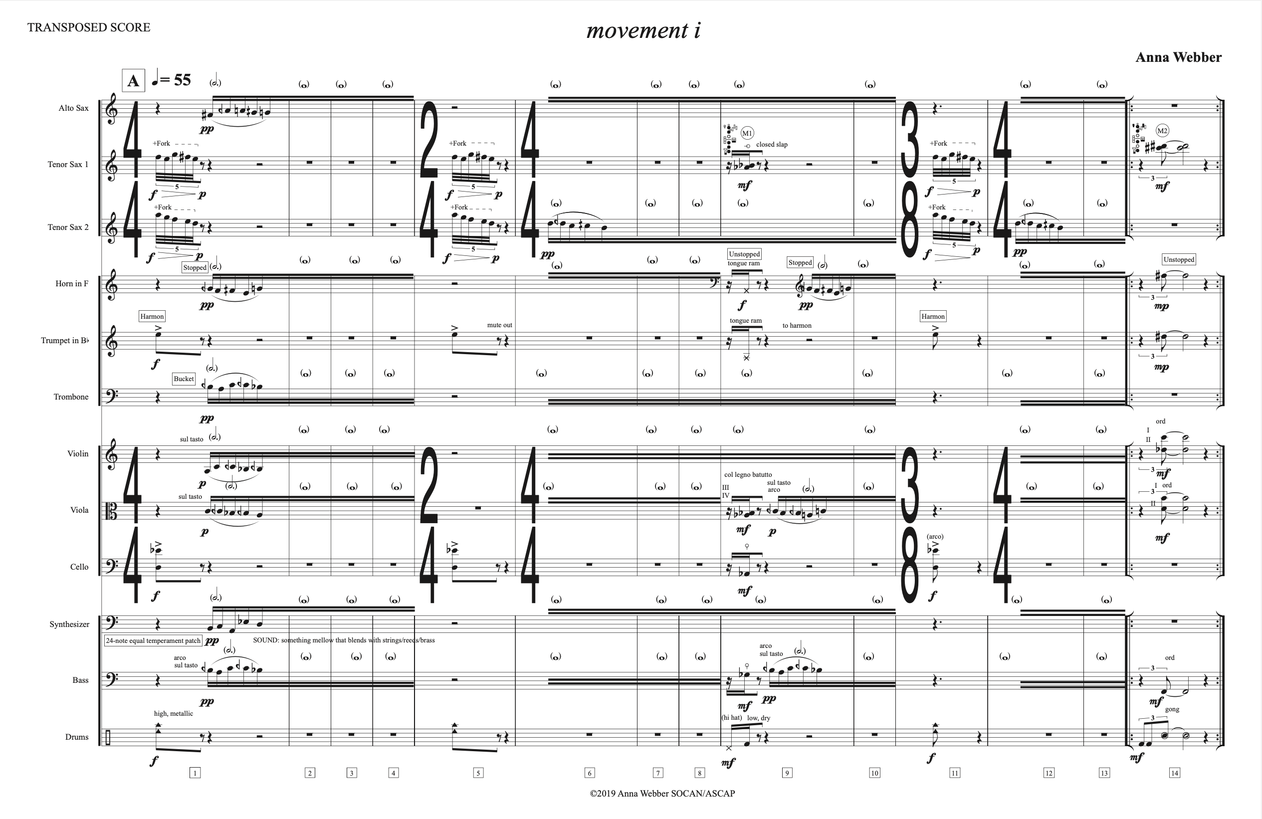 Anna Webber- score for "Idiom VI movement I"